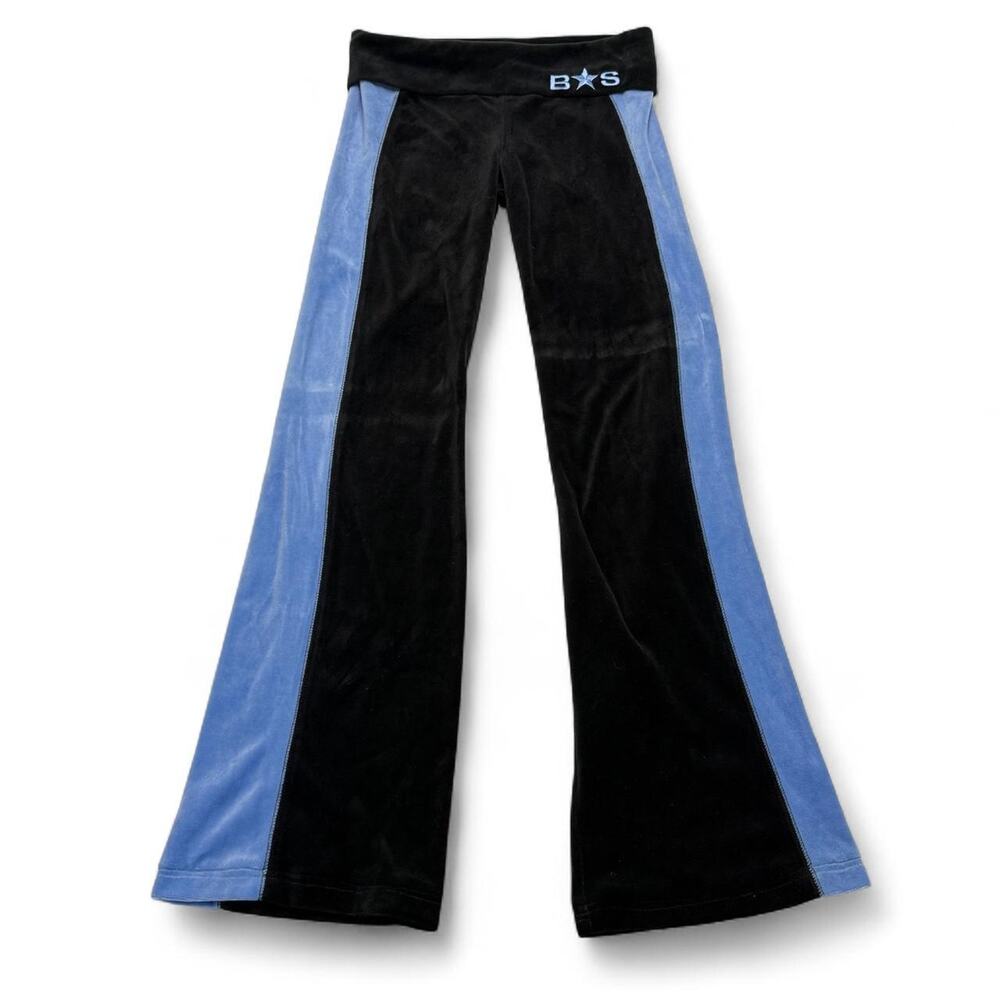Y2K Bebe Low Rise Velour Flared Fold over sweatpants size S Black velvet flare
